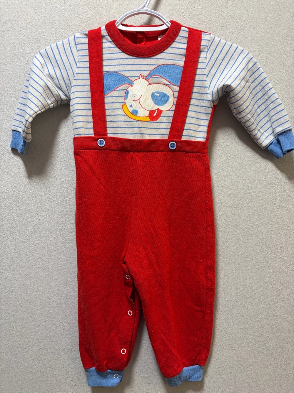 Vintage 80s Buster Brown Faux Suspender Dog Romper - 24 Months